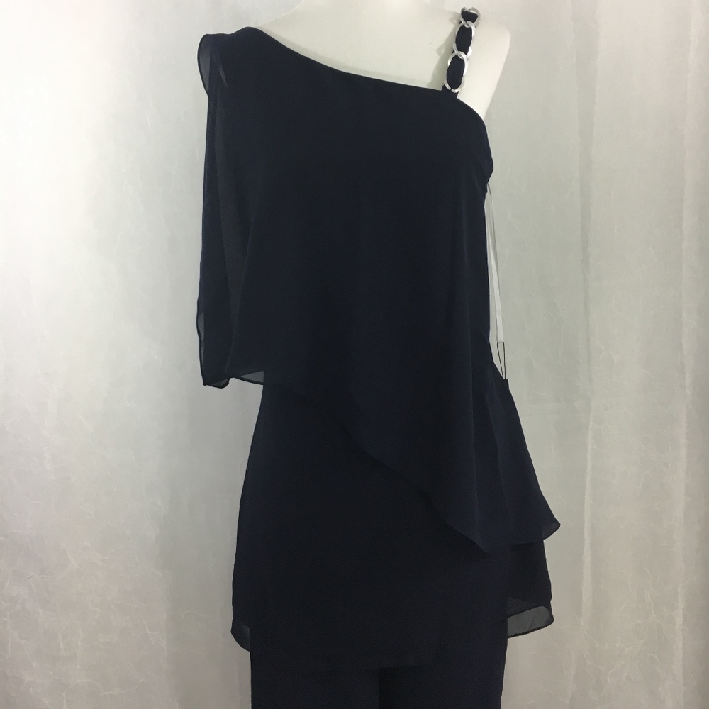 NWT IZILADY Dark Navy Chiffon Pant Suit Size 6